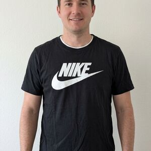 Nike Men's Black Tee with White Logo